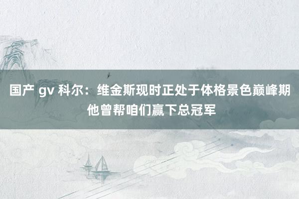 国产 gv 科尔：维金斯现时正处于体格景色巅峰期 他曾帮咱们赢下总冠军