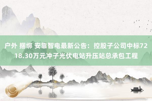 户外 捆绑 安靠智电最新公告：控股子公司中标7218.30万元冲子光伏电站升压站总承包工程