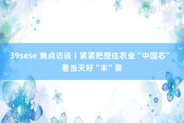 39sese 焦点访谈丨紧紧把捏住农业“中国芯” 看当天好“丰”景