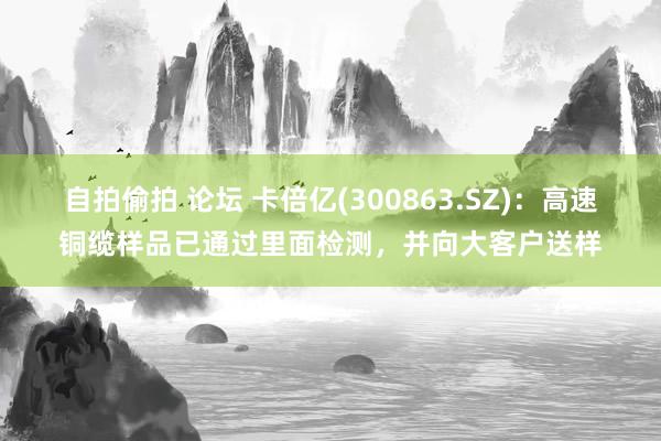 自拍偷拍 论坛 卡倍亿(300863.SZ)：高速铜缆样品已通过里面检测，并向大客户送样