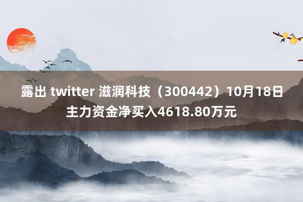 露出 twitter 滋润科技（300442）10月18日主力资金净买入4618.80万元