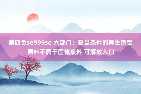 第四色se999se 六部门：妥当条件的再生铜铝原料不属于固体废料 可解放入口