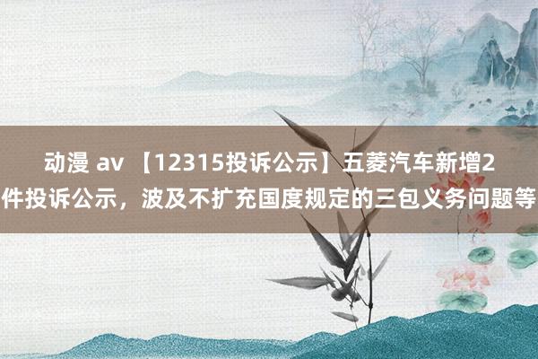 动漫 av 【12315投诉公示】五菱汽车新增2件投诉公示，波及不扩充国度规定的三包义务问题等