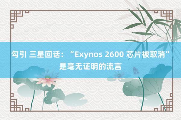 勾引 三星回话：“Exynos 2600 芯片被取消”是毫无证明的流言