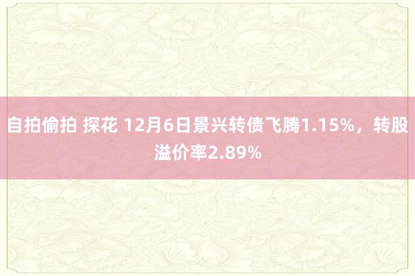 自拍偷拍 探花 12月6日景兴转债飞腾1.15%，转股溢价率2.89%