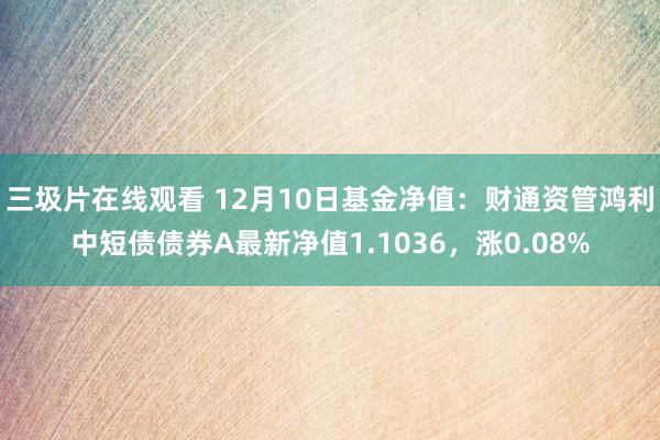 三圾片在线观看 12月10日基金净值：财通资管鸿利中短债债券A最新净值1.1036，涨0.08%