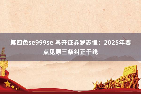 第四色se999se 粤开证券罗志恒：2025年要点见原三条纠正干线