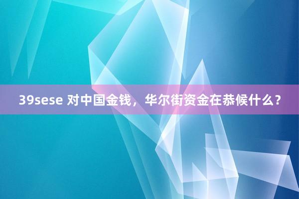 39sese 对中国金钱，华尔街资金在恭候什么？