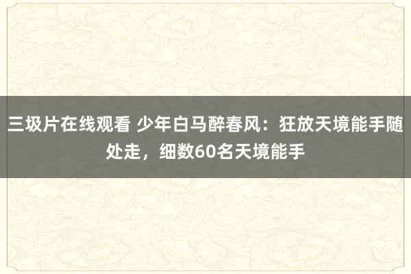 三圾片在线观看 少年白马醉春风：狂放天境能手随处走，细数60名天境能手