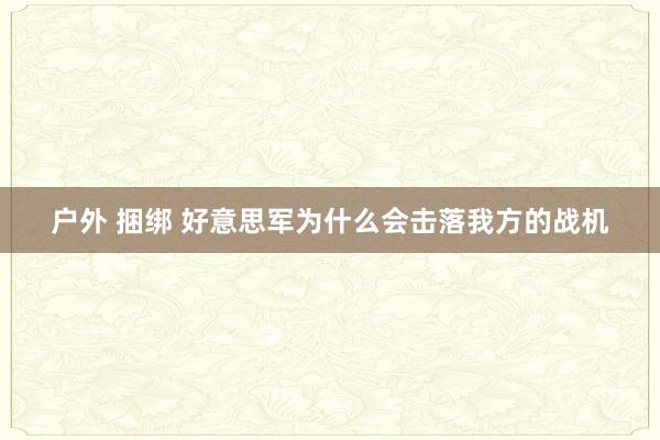 户外 捆绑 好意思军为什么会击落我方的战机