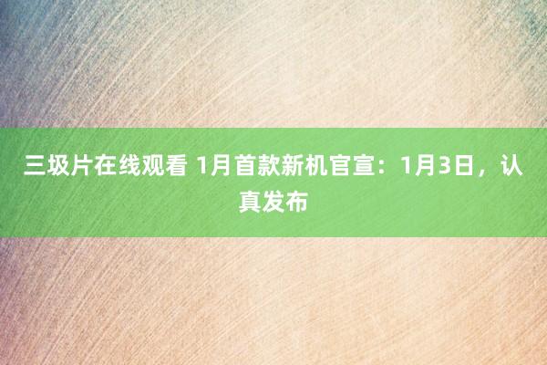 三圾片在线观看 1月首款新机官宣：1月3日，认真发布