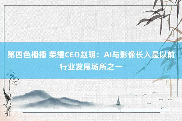 第四色播播 荣耀CEO赵明：AI与影像长入是以前行业发展场所之一