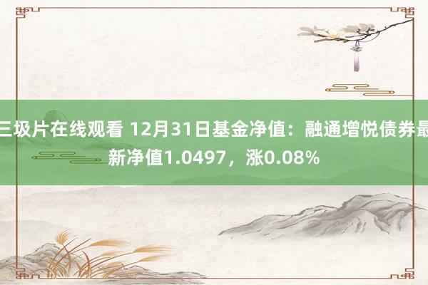 三圾片在线观看 12月31日基金净值：融通增悦债券最新净值1.0497，涨0.08%