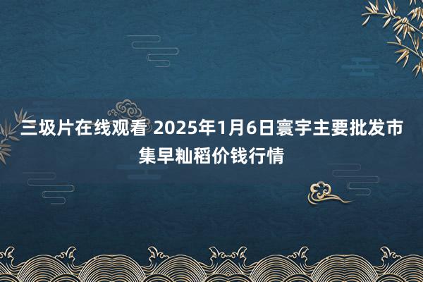 三圾片在线观看 2025年1月6日寰宇主要批发市集早籼稻价钱行情