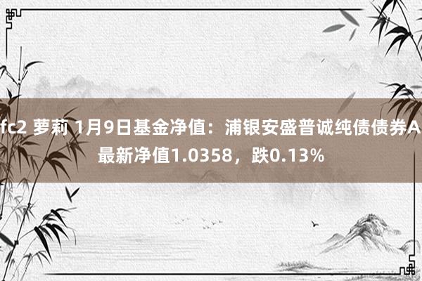 fc2 萝莉 1月9日基金净值：浦银安盛普诚纯债债券A最新净值1.0358，跌0.13%