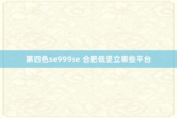 第四色se999se 合肥低竖立哪些平台