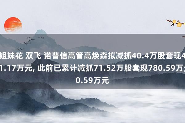 姐妹花 双飞 诺普信高管高焕森拟减抓40.4万股套现441.17万元， 此前已累计减抓71.52万股套现780.59万元