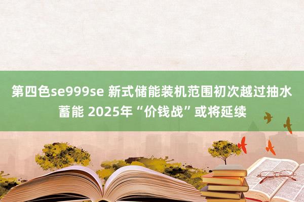 第四色se999se 新式储能装机范围初次越过抽水蓄能 2025年“价钱战”或将延续